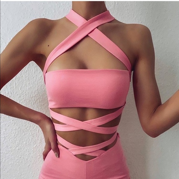 Tiger Mist Tops - Tiger mist Evangelos crop top pink